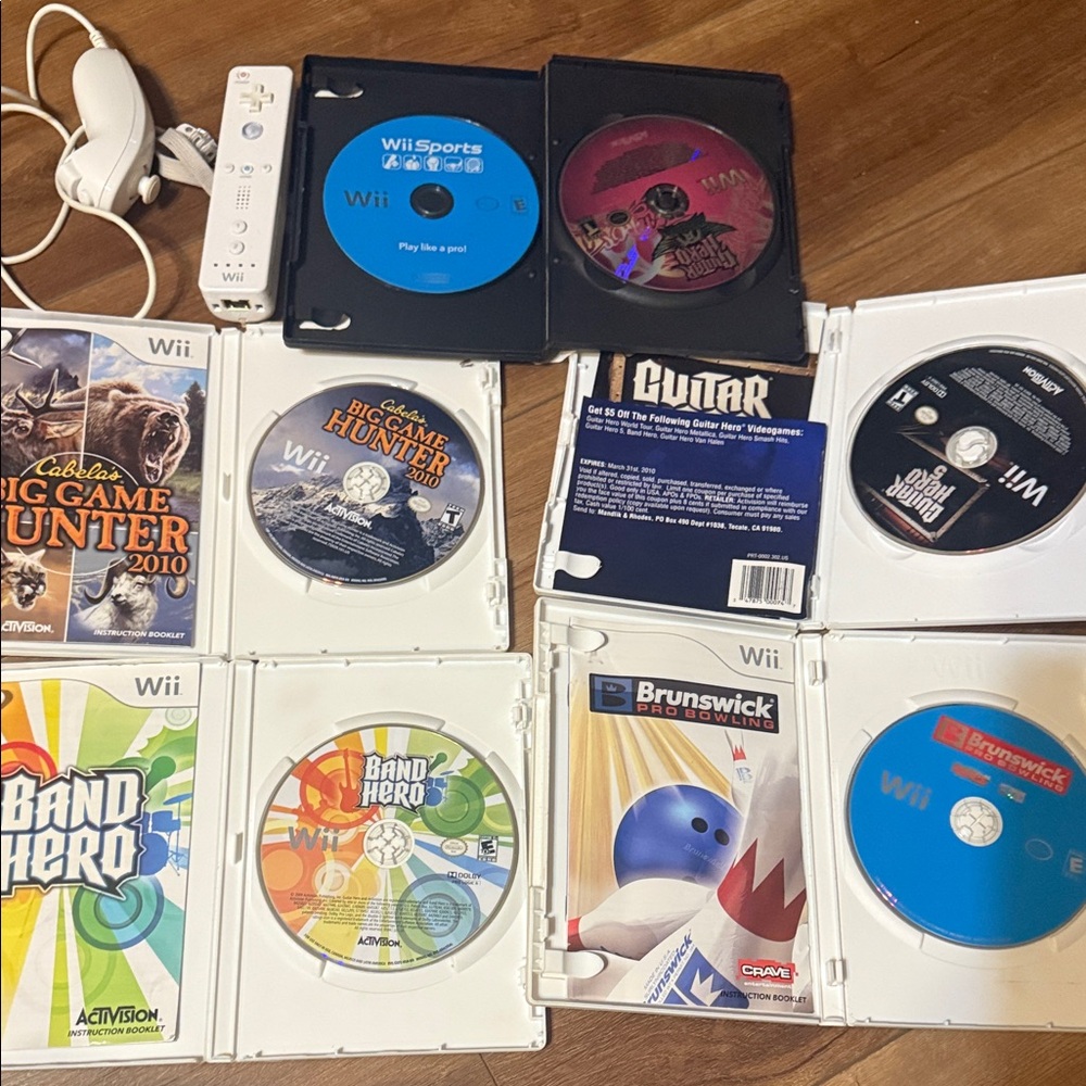 Nintendo Wii Game Collection with Wiimote and Nunchuck